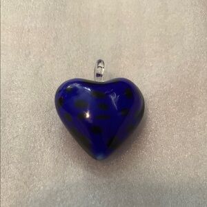 Blue Spotted Glass Heart Pendant